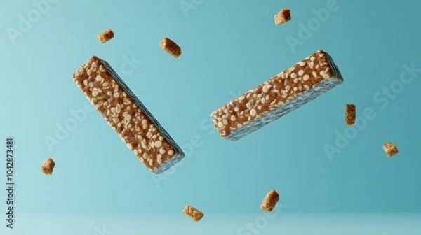 Fototapeta Dynamic food photography, breakfast cereal frozen in motion, capturing the essence of a vibrant start