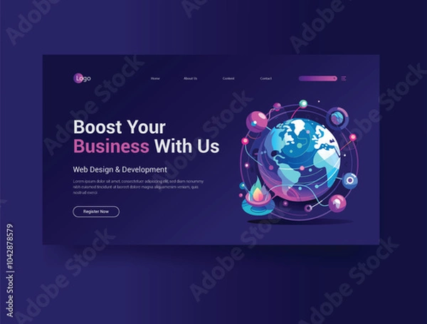 Fototapeta Global technology web banner design template