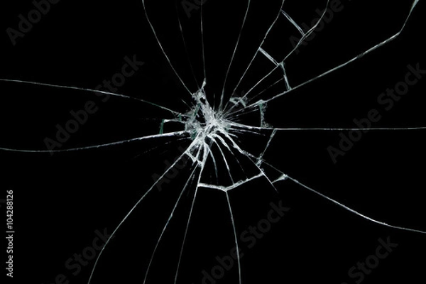 Obraz Broken glass on black background