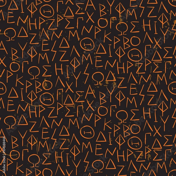 Obraz Seamless pattern with greel letters on the wall