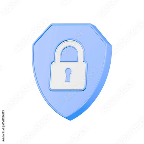 Fototapeta secure lock shield icon 3d blue color