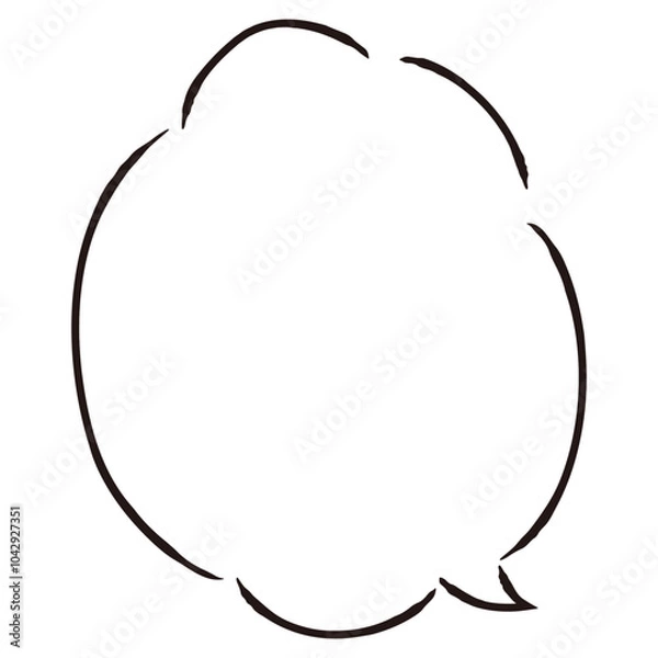 Obraz シンプルでおしゃれな手描きの吹き出し（白黒・単体・縦書き）