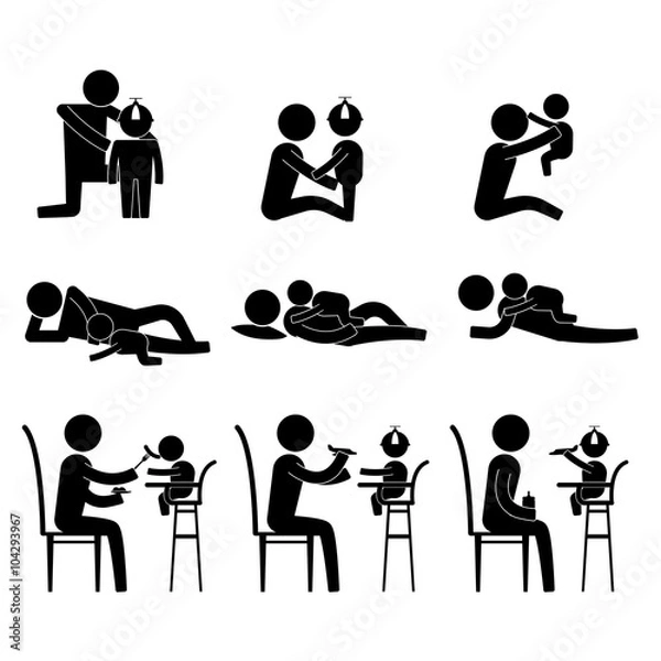 Fototapeta parenting parent spend some bonding time with kids icon sign symbol vector pictogram