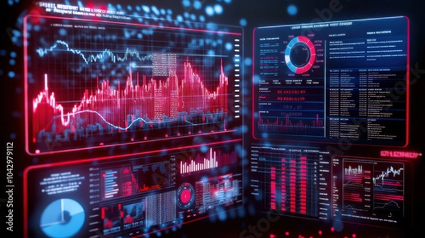 Fototapeta Interactive financial dashboard with dynamic data visualizations and analytics