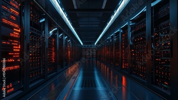 Fototapeta Concept of computer server technologies for big data management supercomputer. Big Data. Ultra realistic. Photorealistic