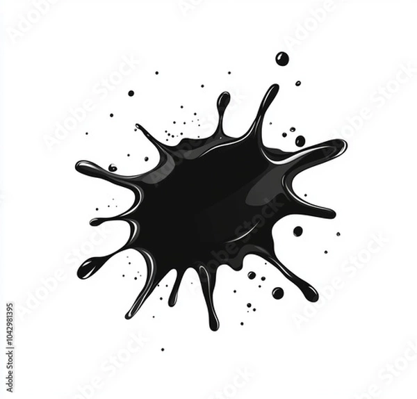 Fototapeta Black ink splash creates striking visual on white background, evoking creativity and artistic expression. This vector illustration captures essence of fluidity and motion