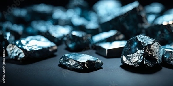 Fototapeta A pile of rocks with a blue hue