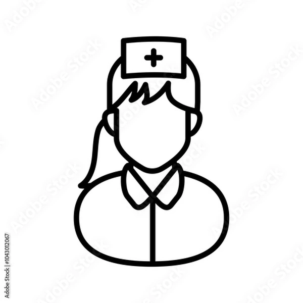 Fototapeta Patient Attendant Outline Icon, Vector illustration
