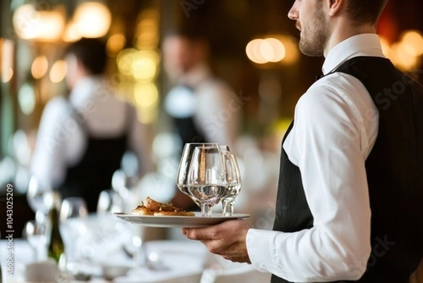 Fototapeta Hospitality careers, featuring the wide range of job opportunities available in the hospitality sector, from front desk to management roles