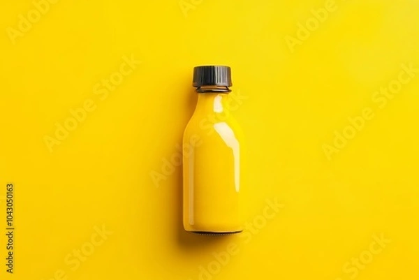 Obraz Yellow sauce bottle mockup on a vibrant yellow background