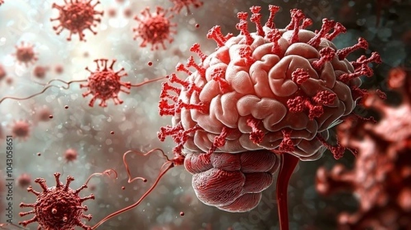 Fototapeta Brain and Neuron Infection Visualization