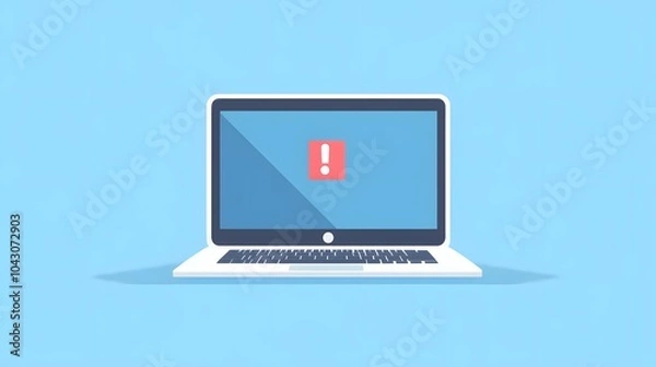 Fototapeta A flat vector illustration of a clock on a laptop screen, against a blue background