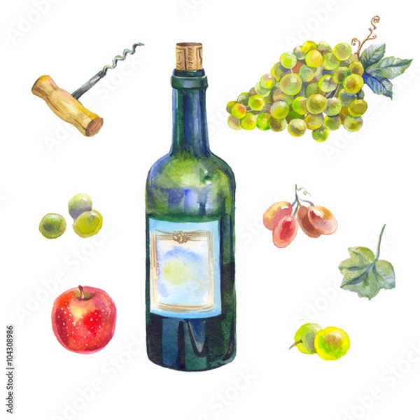 Obraz watercolor wine collection
