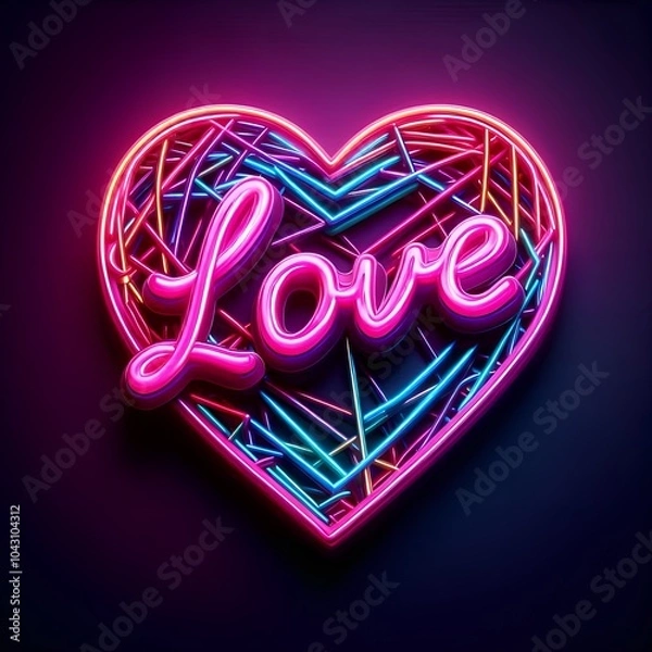 Obraz neon love heart symbol