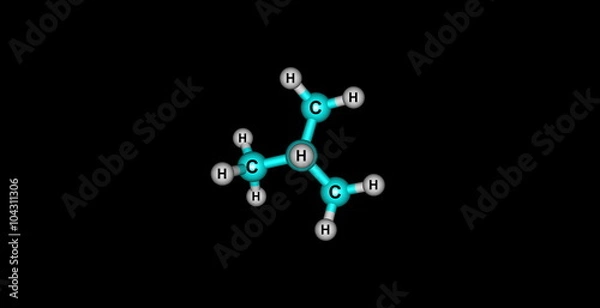 Fototapeta Isobutane molecular structure isolated on black