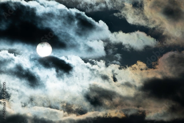 Obraz Stormy dramatic clouds and sun