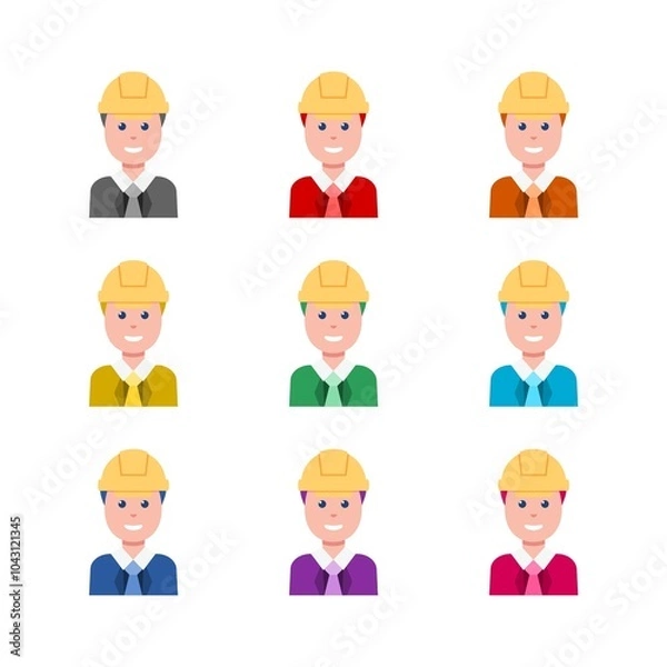 Fototapeta Construction worker  icon isolated on white background. Set icons colorful