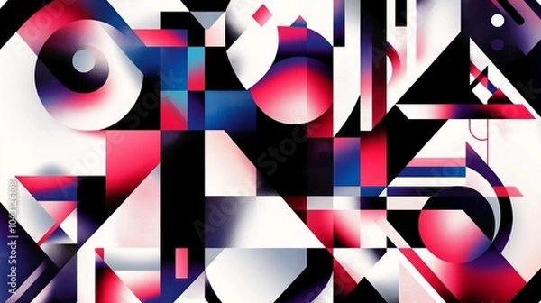 Fototapeta Modern, minimalistic geometric patterns in soothing pastel tones, with sharp lines and soft gradients