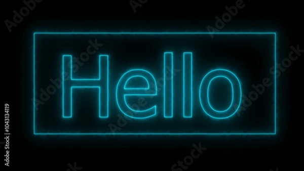 Fototapeta Hello text font with neon light. hello text effect neon style. Hello typography logo for decoration and covering on the black background.