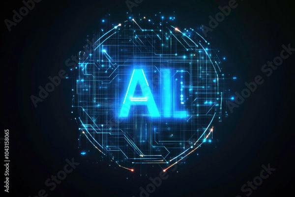 Fototapeta Artificial intelligence logo, AI icon, machine learning concept