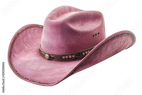 Fototapeta Pink cowboy hat isolated on transparent background, png file, no background png file