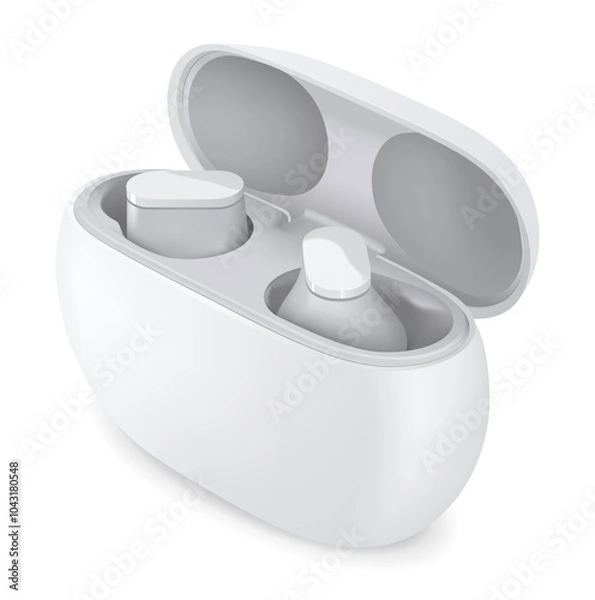 Fototapeta Earphones, isolated on transparent background, realistic design, vector illustration 