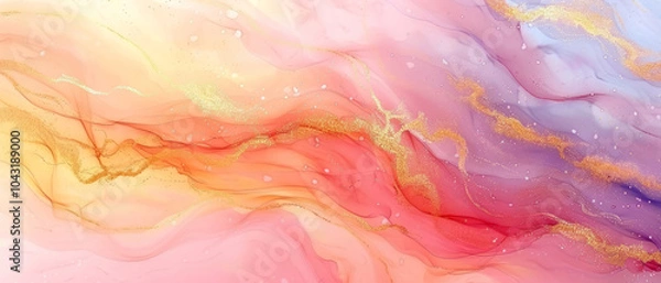 Fototapeta An abstract watercolor background with golden lines, luxury pastel marble patterns, and elegant design.
