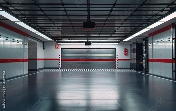 Fototapeta A formula 1 Garage empty, Generative Ai 
