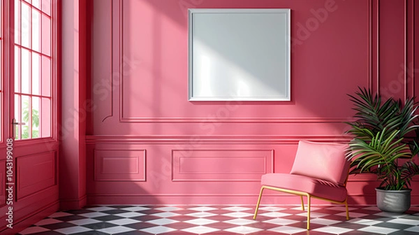 Fototapeta interior of empty  room Generated AI