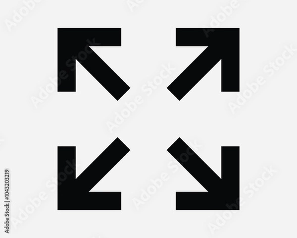 Fototapeta Expansion Expand Zoom In Enlarge Wide Corner Arrow Pointer Increase Stretch Magnify Enhance Full Screen Fullscreen Sign Icon Shape Outline Black White
