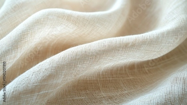Fototapeta Soft fabric texture in light beige with fine woven details and subtle folds