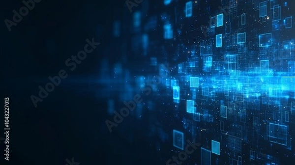 Obraz A 3D rendering of a scientific technology data binary code matrix conveying the connectivity, complexity, and data flood of modern technology