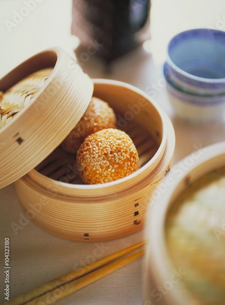 Obraz セイロのゴマ団子