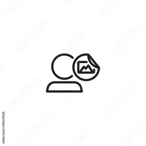 Fototapeta Profile icon. A minimalist icon representing a user profile with an image. The sticker with the picture frame indicates the addition or customization of a profile picture. Editable icon.