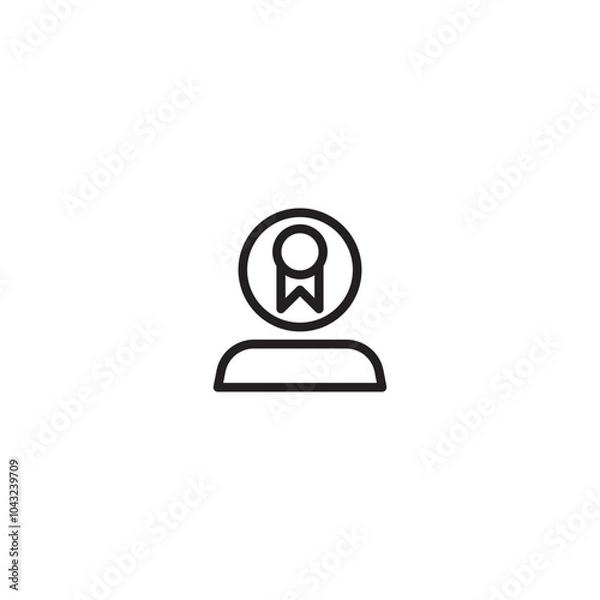 Fototapeta Profile icon. A minimalist icon representing a person who has achieved something. The medal within the person's head suggests recognition for an accomplishment. Editable icon.
