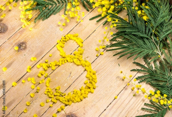 Obraz Декоративная композиция из мимозы к Международному женскому дню и Пасхе
