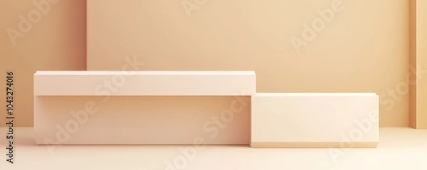 Fototapeta A minimalist, beige architectural structure with a simple geometric design.
