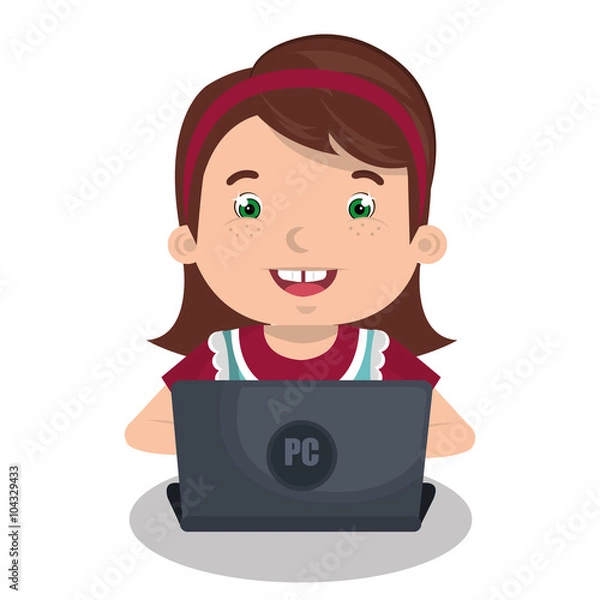 Fototapeta Children using computer design 