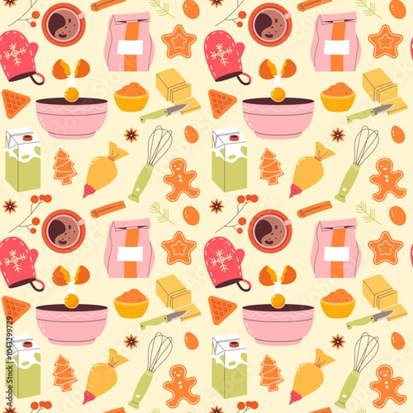 Fototapeta Home baking seamless pattern