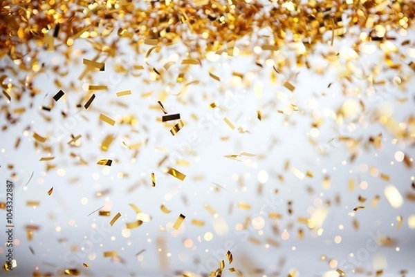Obraz Bright Golden Confetti Gently Flying Through Air