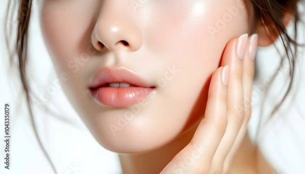 Fototapeta 女性　ビューティー　スキンケア　笑顔