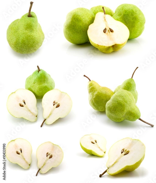 Fototapeta page of pears isolated on the white background