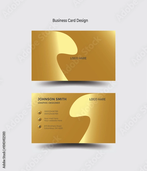 Obraz business card design with gold style minimalist print template