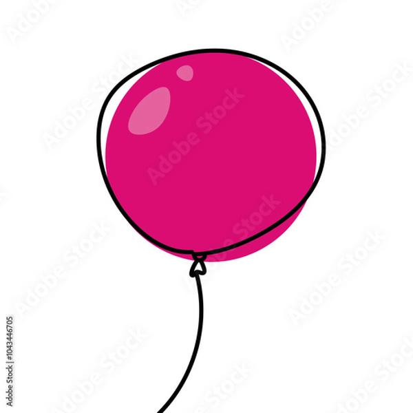 Obraz Dessin vectorielle d'un ballon de baudruche rose