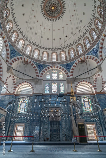 Fototapeta Interior view of the Rustem Pasa Mosque in Istanbul, Turkey..
