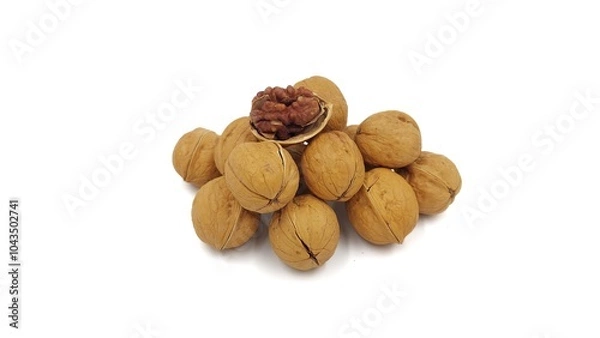 Fototapeta Walnut on isolated white background