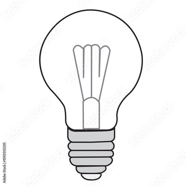 Fototapeta Simple illustration of bulb. Isolated on a white background.