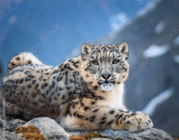Fototapeta Snow leopard on the rock. Latin name - Uncia uncia 