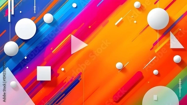 Obraz Abstract geometric shapes with gradient Background in digital art, generative AI