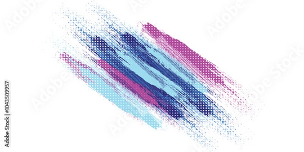 Obraz Abstract and Colorful Brush Background with Halftone Effect. Grunge Background. Brush Stroke Illustration for Banner, Poster, or Sports Background. Scratch and